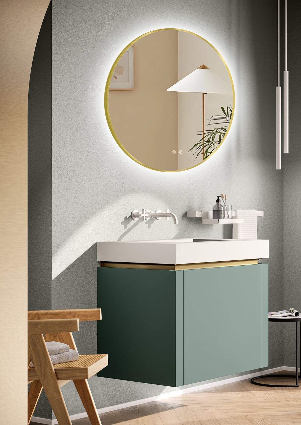 LED-spejl Ares Guld