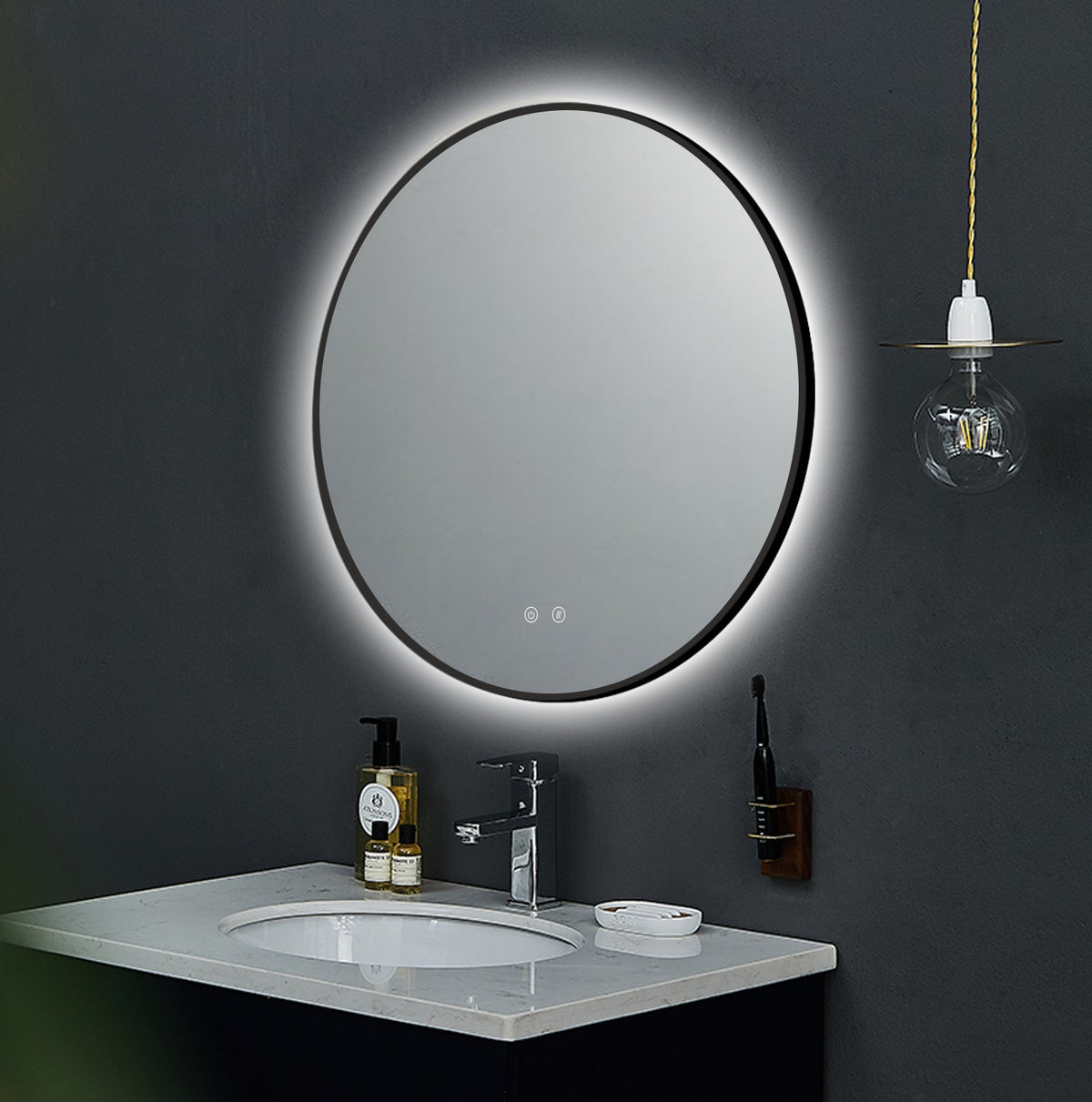 LED-spejl Ares Sort