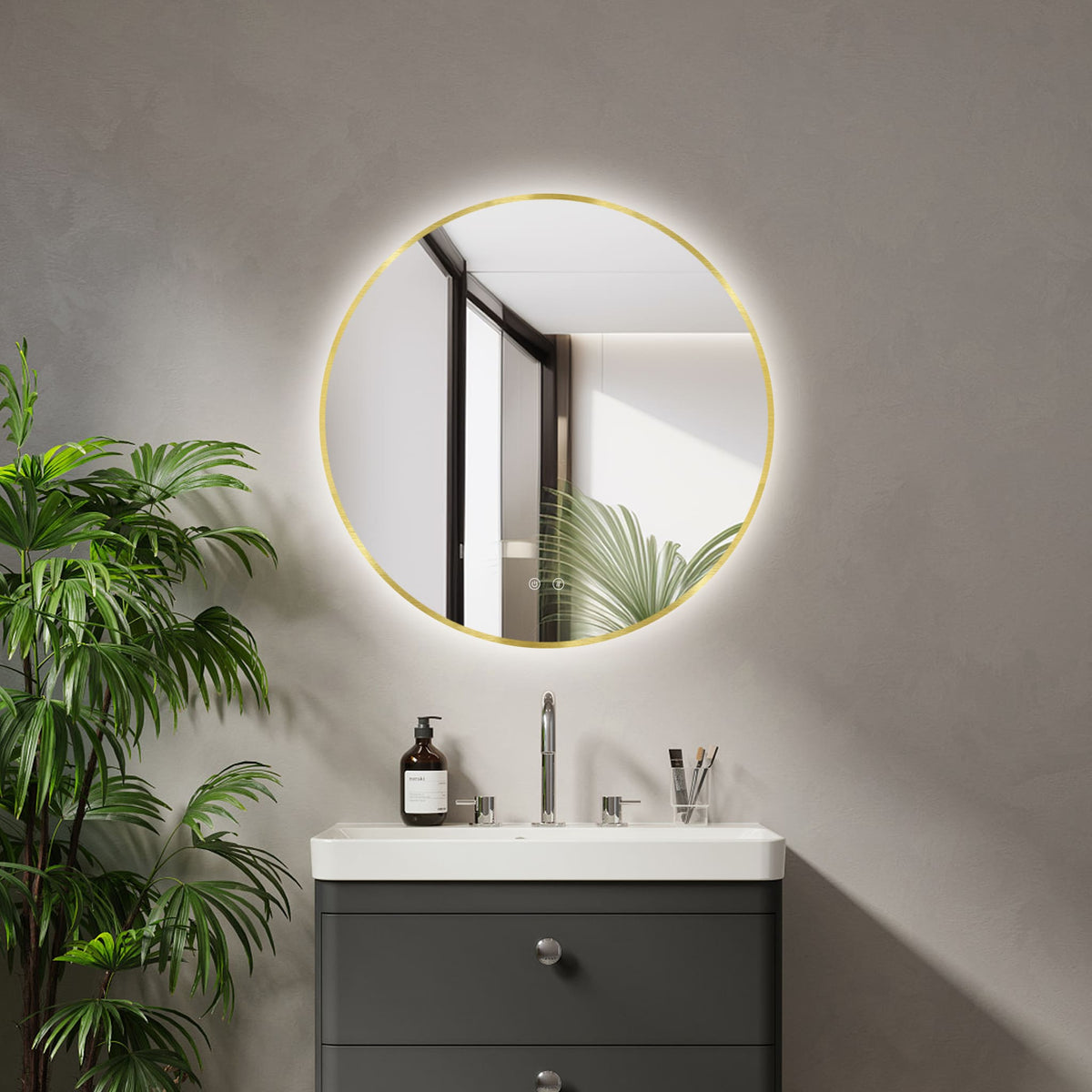 LED-spejl Ares Guld