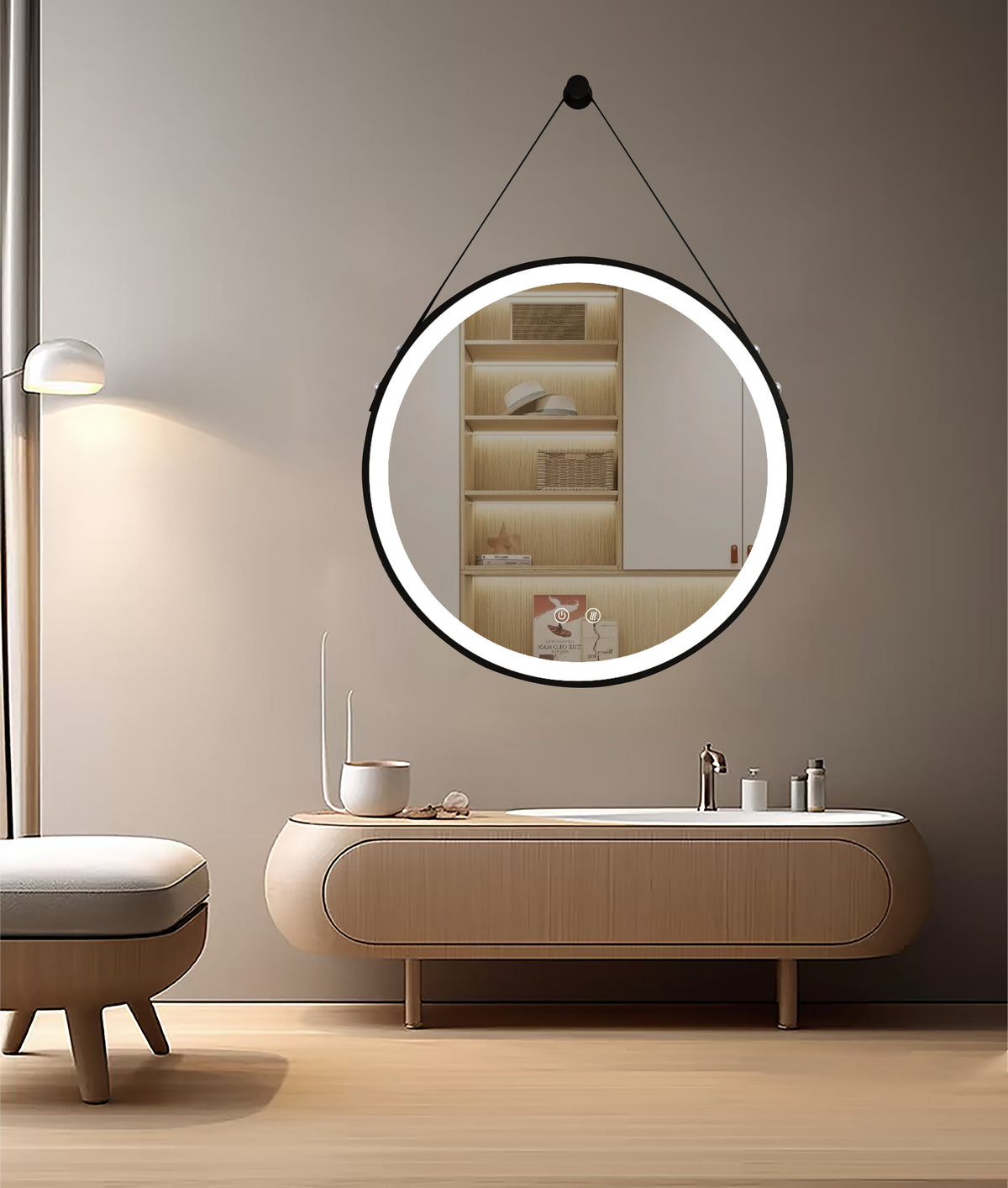 LED-spejl Olympus Sort