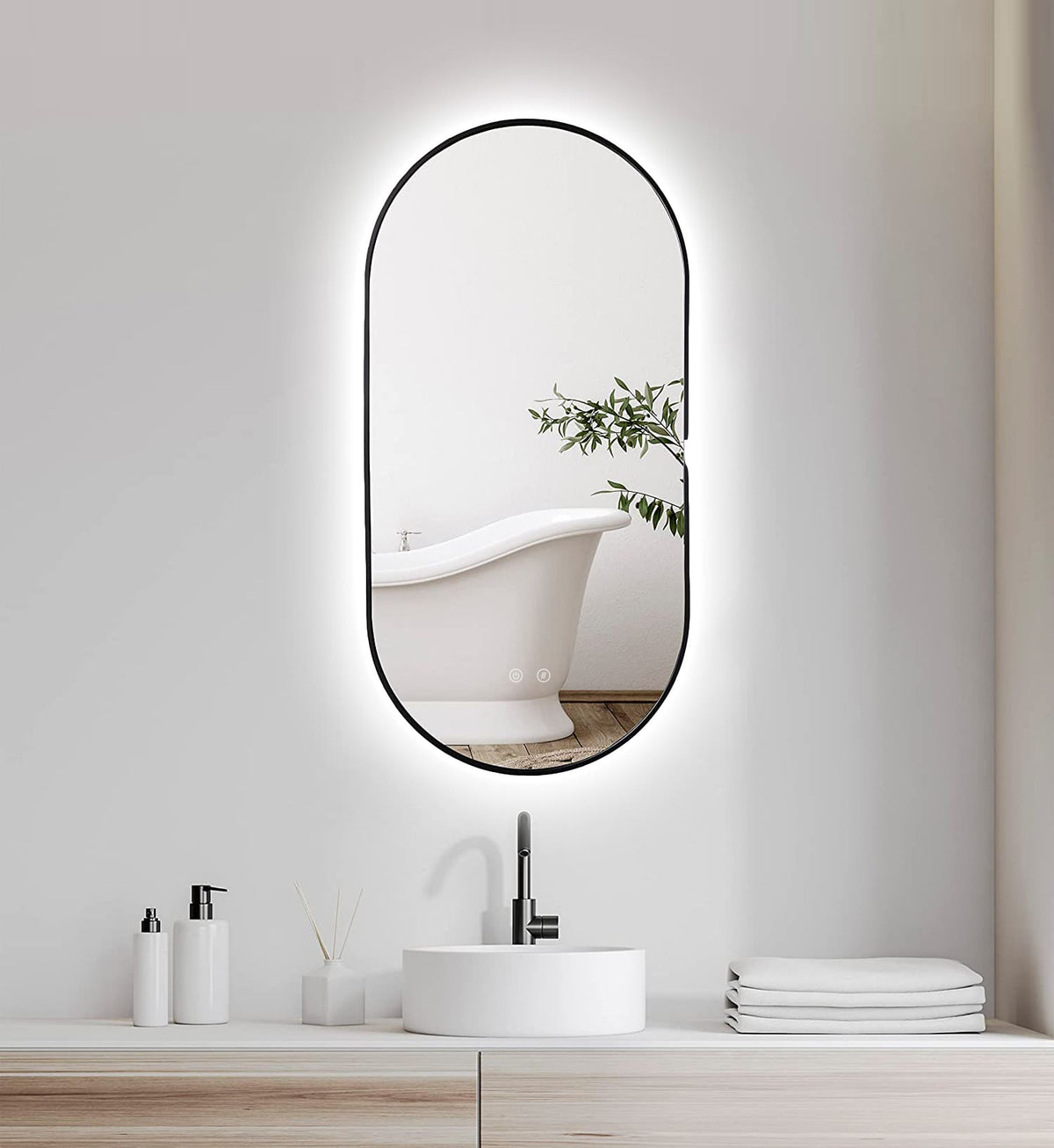 LED-spejl Selene Guld & Sort