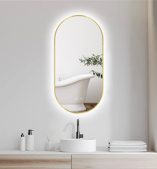 LED-spejl Selene Guld & Sort